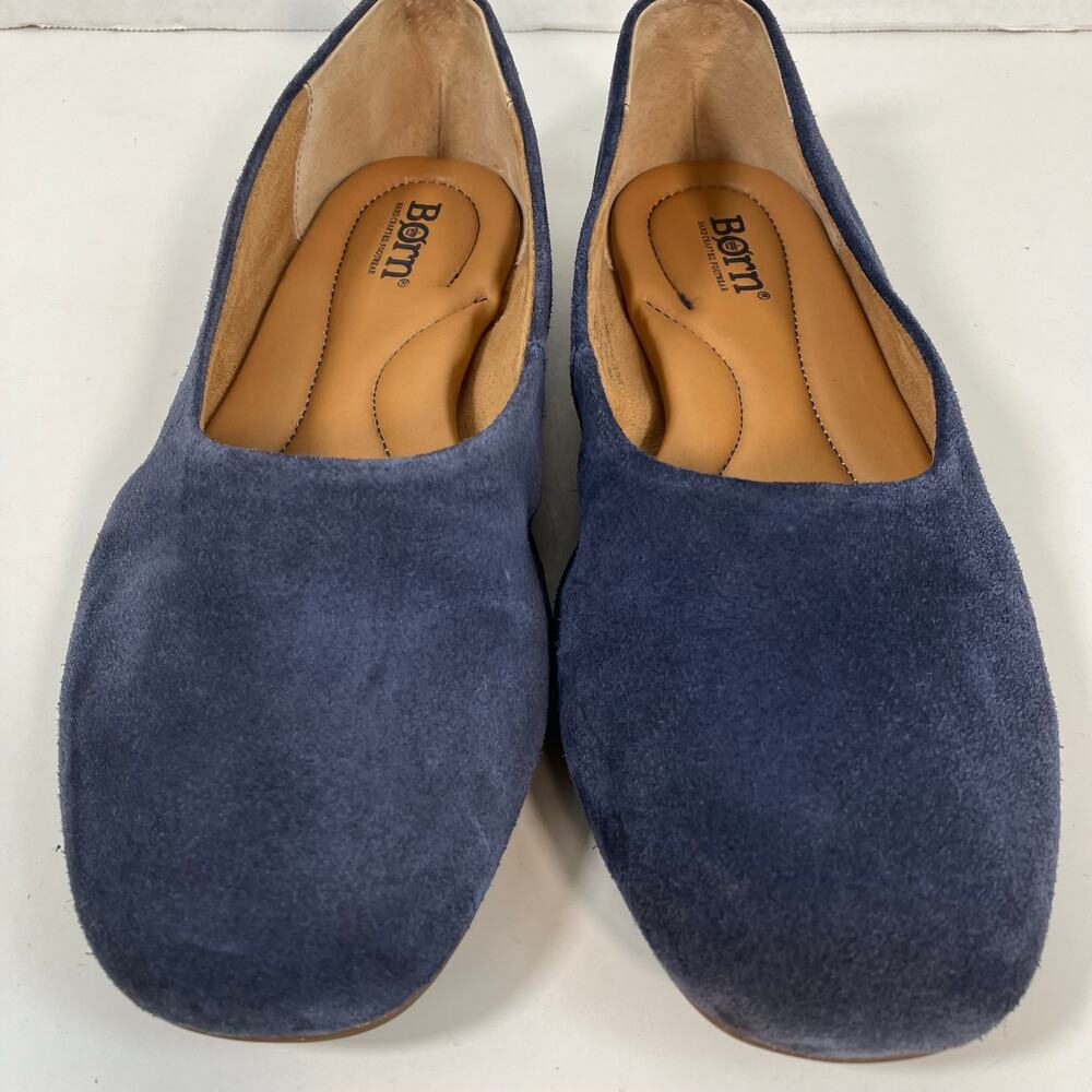 Born Beca Sz 7.5 Suede Slip-On Ballet Flats Blue Comfy Padded Insole - Picture 5 of 16